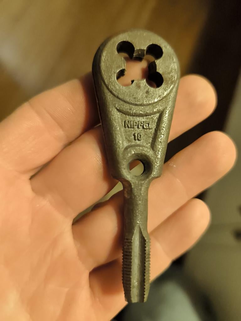 Vintage Spaaksleutel nippel g10 nippelspanner draaesnijtap, Ophalen of Verzenden, Gebruikt