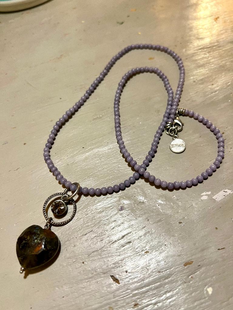 Vintage Exoal halfedelstenen strass ketting design collier, Overige materialen, Met hanger, Ophalen of Verzenden, Zo goed als nieuw