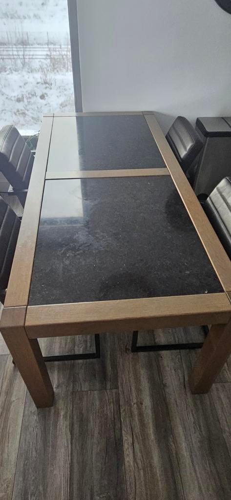 Tafel met natuursteen, Huis en Inrichting, Tafels | Eettafels, Ophalen, Gebruikt, 50 tot 100 cm, Vijf personen of meer