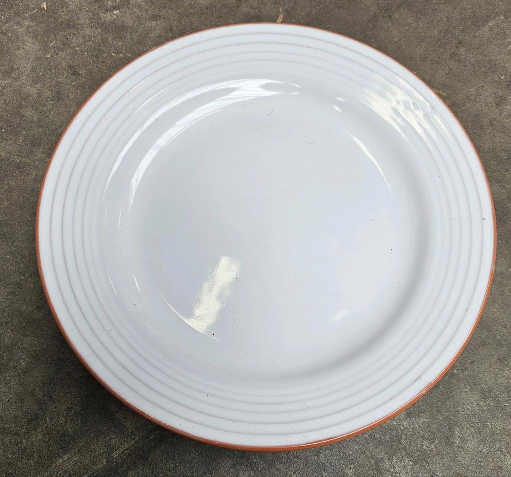 8x Jamie Oliver Diner Bord - Wit met Terracotta Rand 28 cm, Keramiek, Ophalen of Verzenden, Zo goed als nieuw, Bord(en)