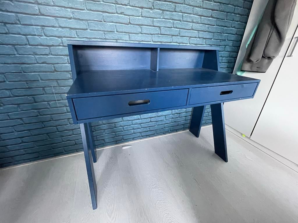 WOOOD Connect bureau, massief grenenhout, blauw, Huis en Inrichting, Ophalen, Gebruikt