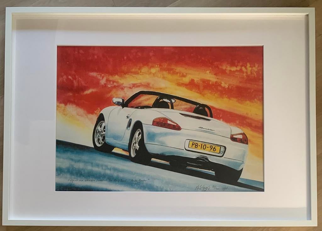 Zeefdruk René Broné Porsche Boxter 1996, Antiek en Kunst, Ophalen of Verzenden