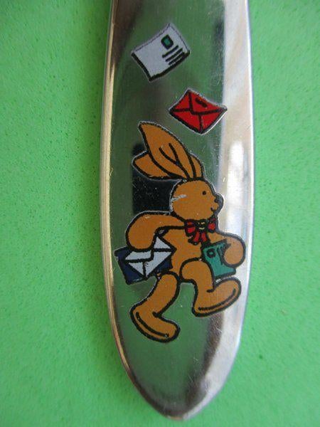 (KB5157) Kinderbestek Haas met brieven vork, Ophalen of Verzenden, Gebruikt