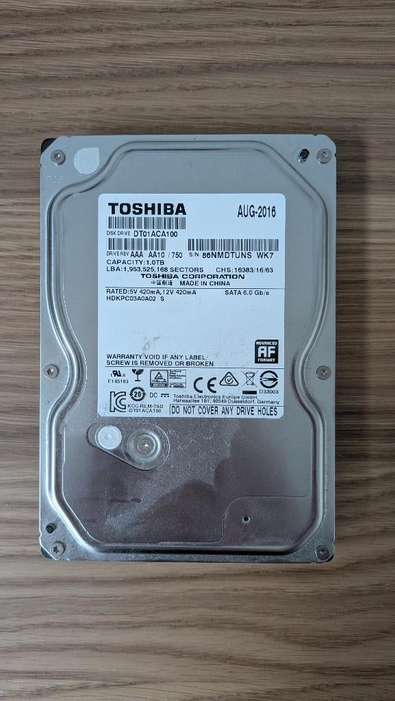 Toshiba 1TB HDD - Intern 3.5 inch, Computers en Software, Harde schijven, Intern, Ophalen of Verzenden, Desktop, 1 TB