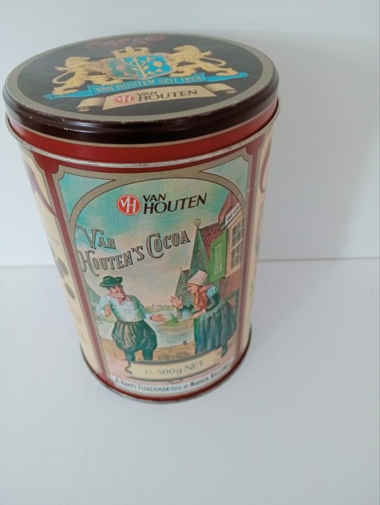 Vintage Van Houten's Cacao Blik - 500g, Verzamelen, Blikken, Ophalen of Verzenden
