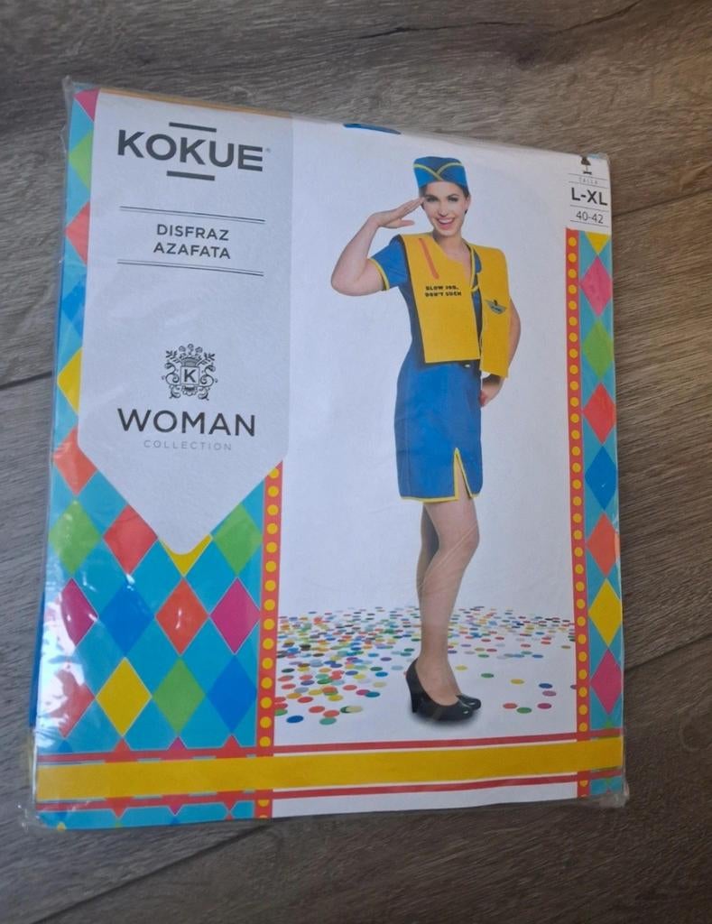 Kokue Stewardess Kostuum Nieuw L-XL, Kleding | Dames, Carnavalskleding en Feestkleding, Ophalen, Carnaval, Maat 46/48 (XL) of groter