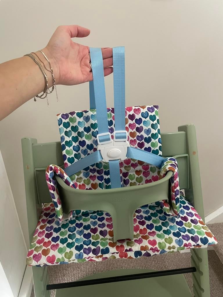 Nieuw blauw/wit Harnas tuigje compatibel Stokke Tripp Trapp, Kinderen en Baby's, Kinderstoelen, Nieuw, Meegroeistoel, Aanschuifbaar