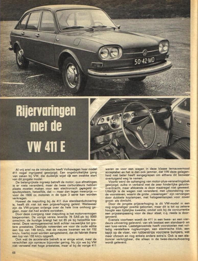 Autokampioen test VW 411 E Januari 1970, Boeken, Auto's | Folders en Tijdschriften, Ophalen of Verzenden, Gelezen, Volkswagen