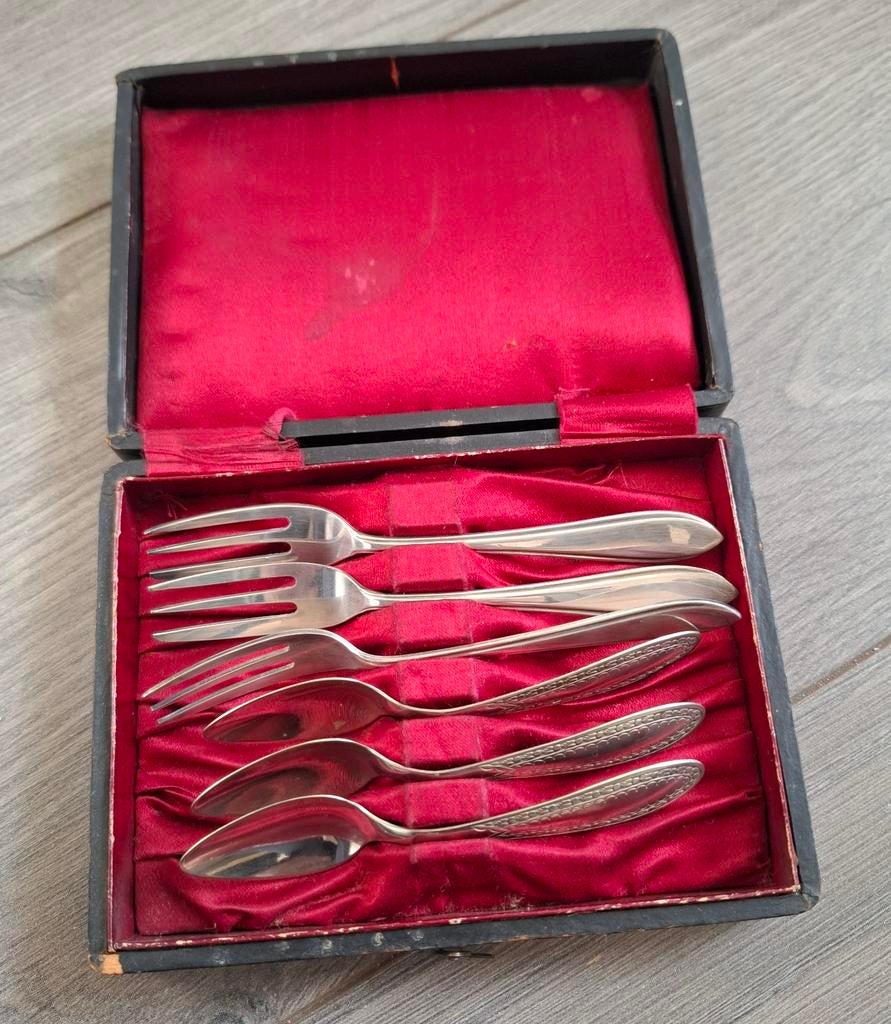 Antiek besteksetje in doosje, Ophalen of Verzenden