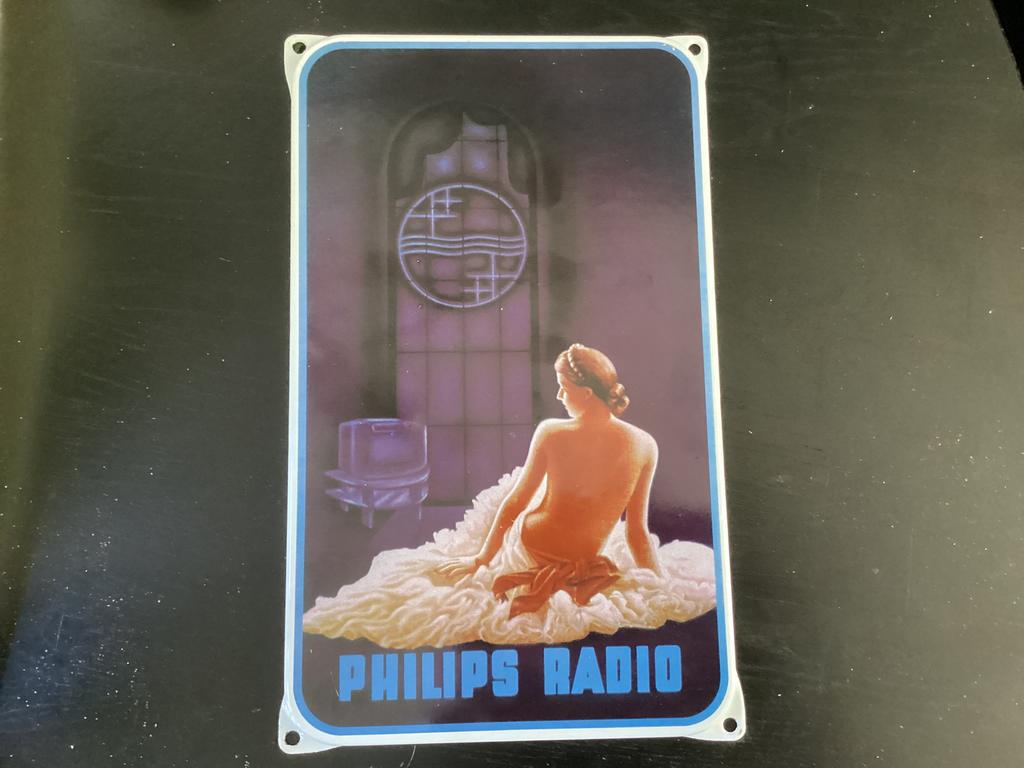 Vintage emaille PHILIPS RADIO reclame bord, Ophalen of Verzenden