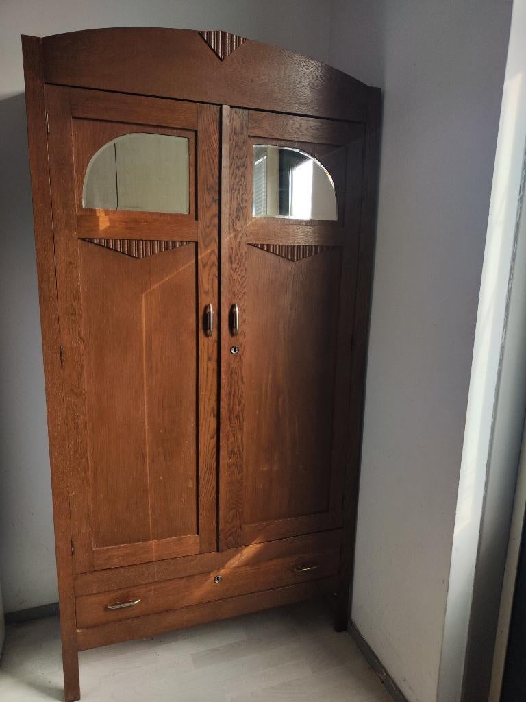 Vintage linnenkast, Ophalen, Gebruikt, Met deur(en), Eikenhout