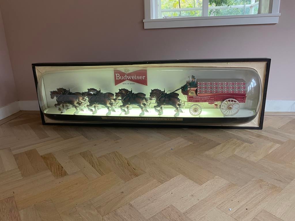 Vintage Budweiser Clydesdale Lichtreclame Jaren '60, Ophalen, Gebruikt, Lichtbak of (neon) lamp