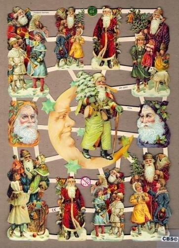 Kerstmannen met maan poëzieplaatjes 7314, Ophalen of Verzenden