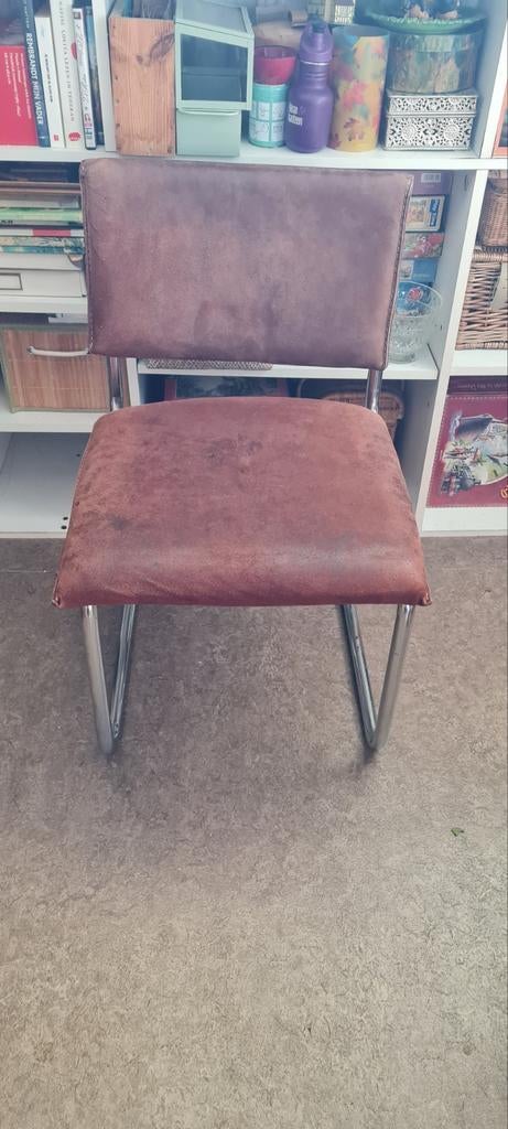 Buisframe stoelen met leren bekleding, Huis en Inrichting, Stoelen, Ophalen, Gebruikt