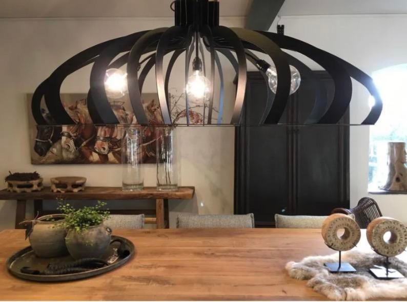 Metalen ovale hanglamp (Ztahl-Dijkos Catania), Huis en Inrichting, Ophalen, 50 tot 75 cm, Zo goed als nieuw, Metaal