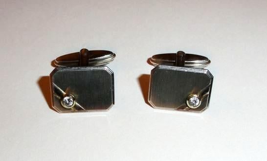 Manchetknopen Zilver Zirkonia, Sieraden, Tassen en Uiterlijk, Manchetknopen, Ophalen of Verzenden, Nieuw, Zilver