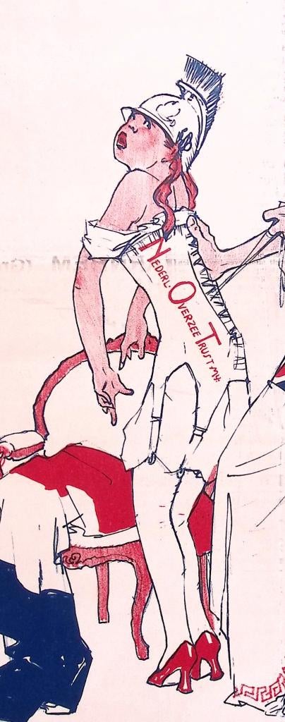 Spotprent over de Nederlandse handelsmaatschappij NOT, Antiek en Kunst, Kunst | Litho's en Zeefdrukken, Ophalen