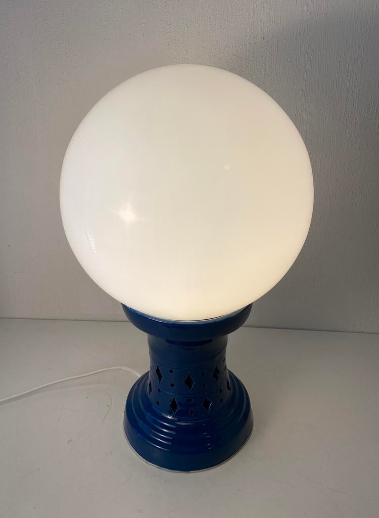 Space Age keramiek tafellamp met glazen bol, Ophalen of Verzenden, Huis en Inrichting