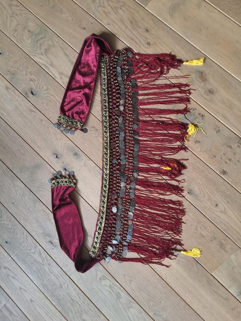 Buikdans Riem met Munten en Velours, Maat 38/40 (M), Carnaval, Ophalen of Verzenden, Zo goed als nieuw