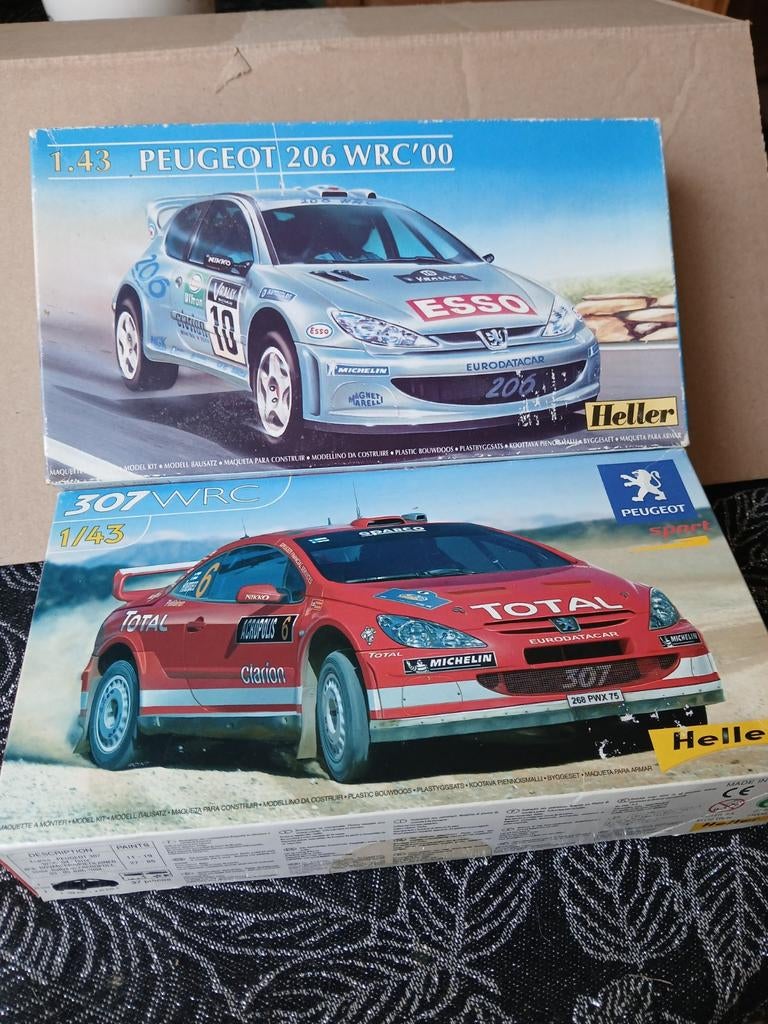 Peugeot 206 en 307 WRC.  Heller bouwdozen 1:43, Hobby en Vrije tijd, Modelbouw | Auto's en Voertuigen, Overige merken, Auto, Groter dan 1:32