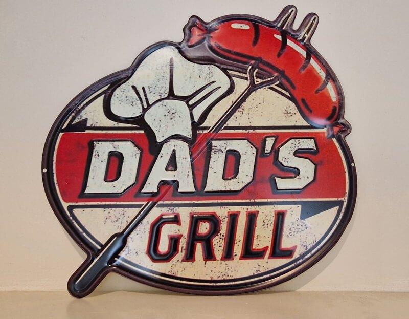Grill, bbq, metaal, Dad's grill, wandbord, barbeque, Ophalen of Verzenden, Nieuw