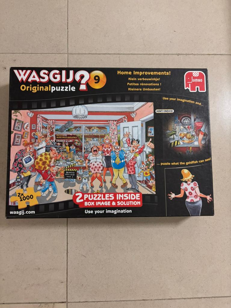 Jumbo wasgij original 9 2x1000 stukjes klein verbouwinkje!, Ophalen of Verzenden, 500 t/m 1500 stukjes, Zo goed als nieuw, Legpuzzel