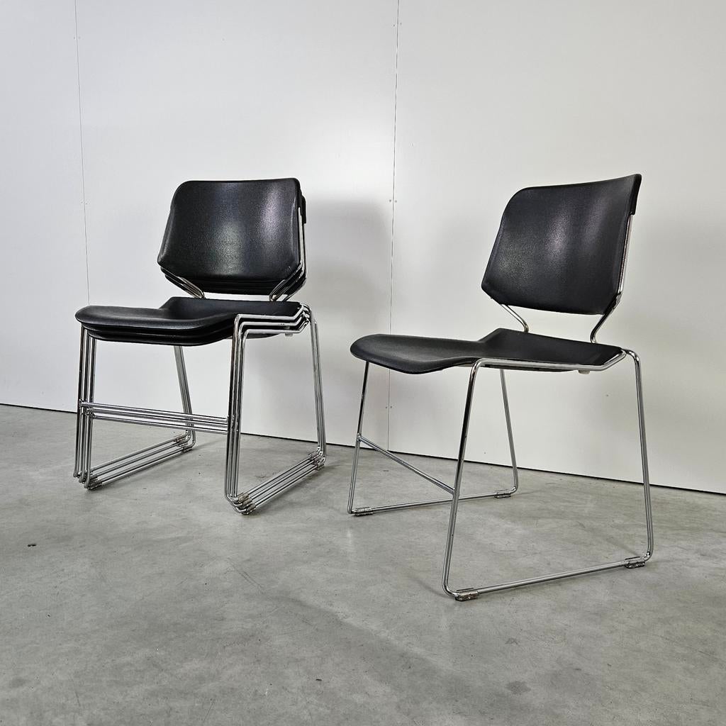Vintage set stapelbare stoelen USA Matrix, Gebruikt, Zwart, Vintage, Ophalen of Verzenden