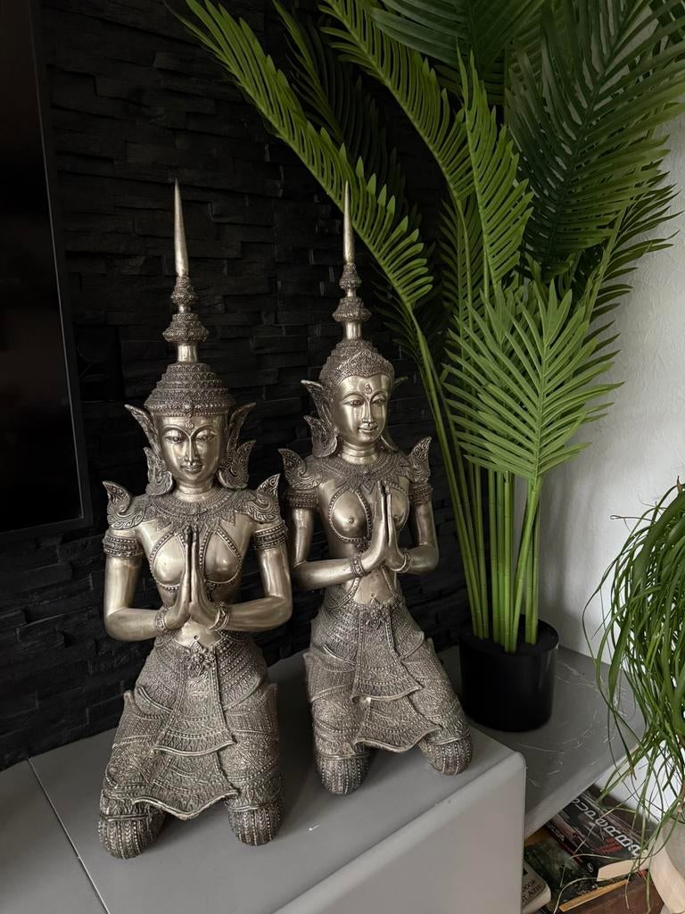 Tempelwachters verzilverd brons, Ophalen of Verzenden, Zo goed als nieuw