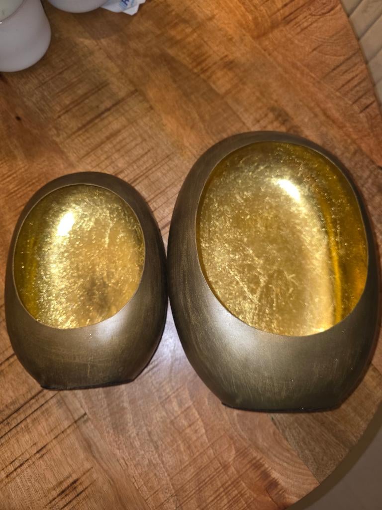 Windlicht Egg goud... 2 stuks, Ophalen of Verzenden, Zo goed als nieuw