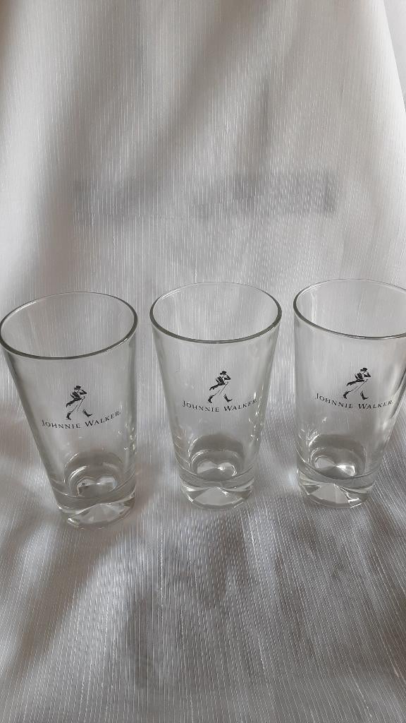 JOHNNIE WALKER long drink glazen, kristallen bodem, 3 st., Ophalen of Verzenden, Zo goed als nieuw, Borrel- of Shotglas