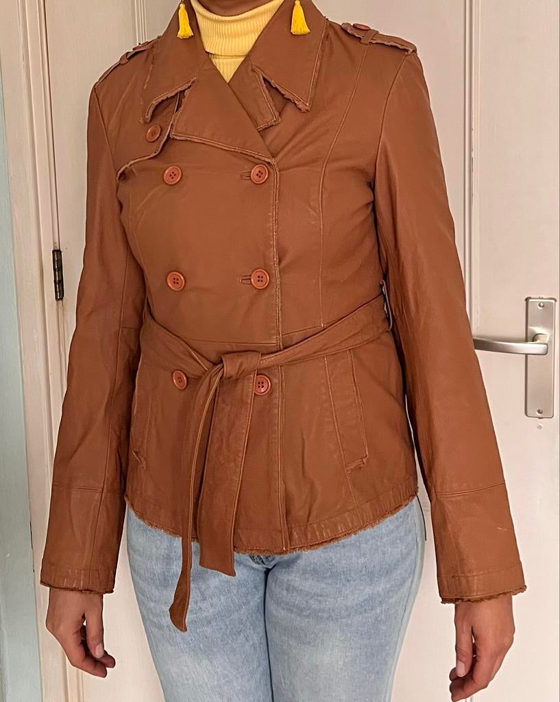 Leren jas Only mt M, Ophalen of Verzenden, Zo goed als nieuw, Maat 38/40 (M), Bruin