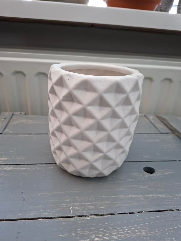 Witte bloempot, Tuin en Terras, Gebruikt, Rond, Binnen, Ophalen of Verzenden