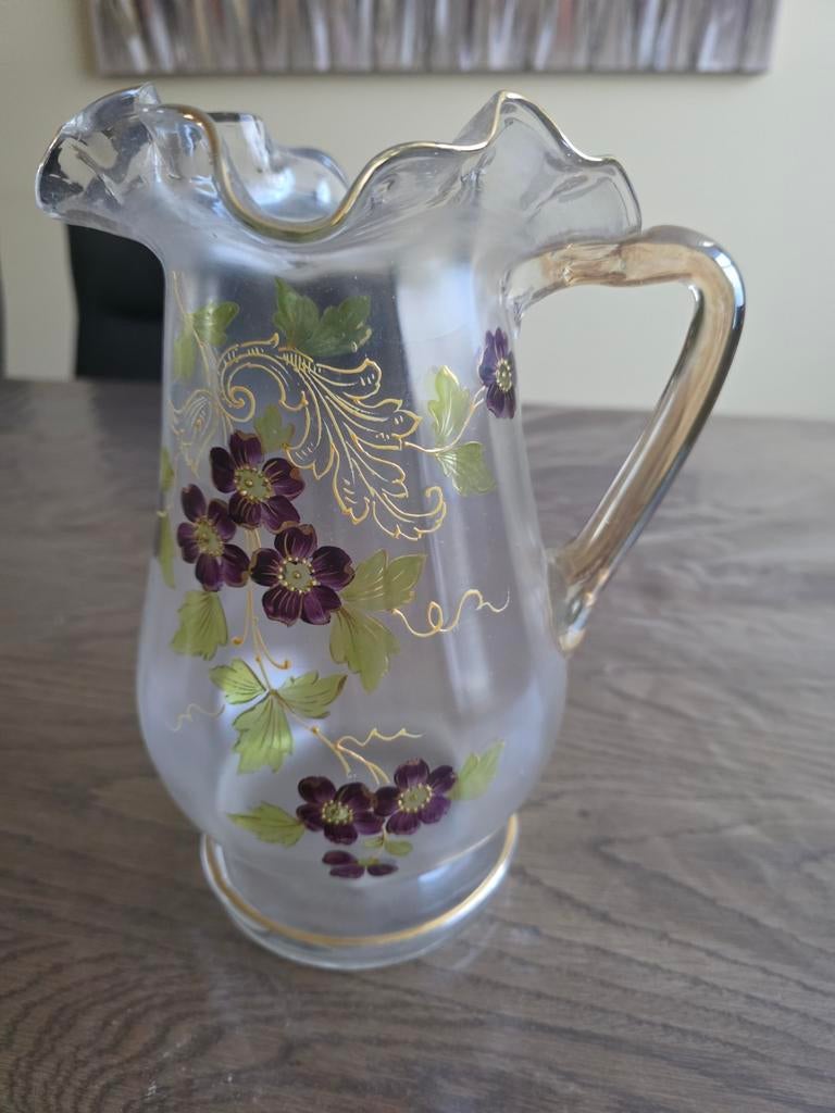 Antieke Art Nouveau Glazen Kan, Antiek en Kunst, Antiek | Glas en Kristal, Ophalen