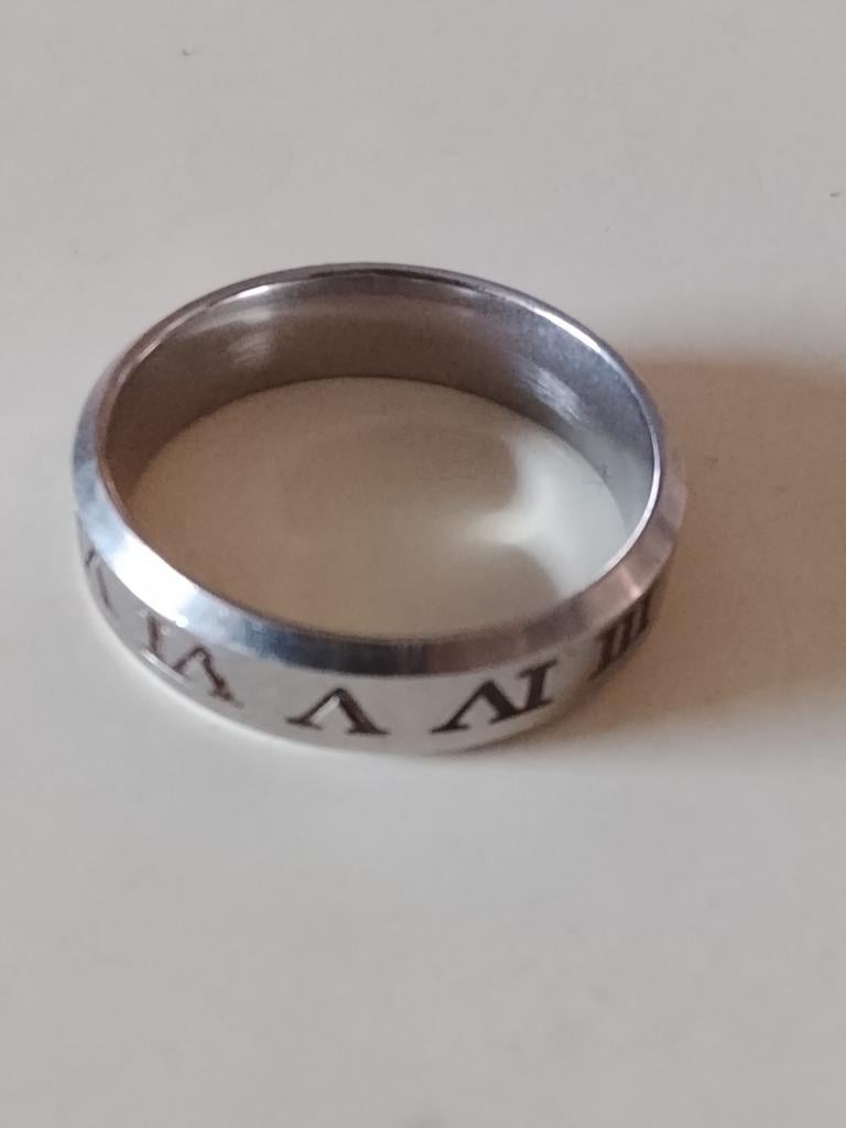 Zilverkleurige ring met Romeinse cijfers, Gebruikt, IJzer of Staal, 19 tot 20, Ophalen of Verzenden