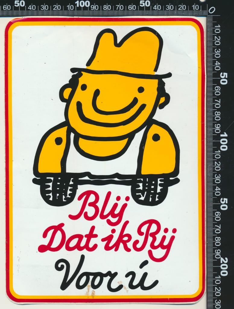 Sticker: Blij dat ik rij - Voor u (3), Verzamelen, Ophalen of Verzenden, Zo goed als nieuw, Bedrijf of Vereniging