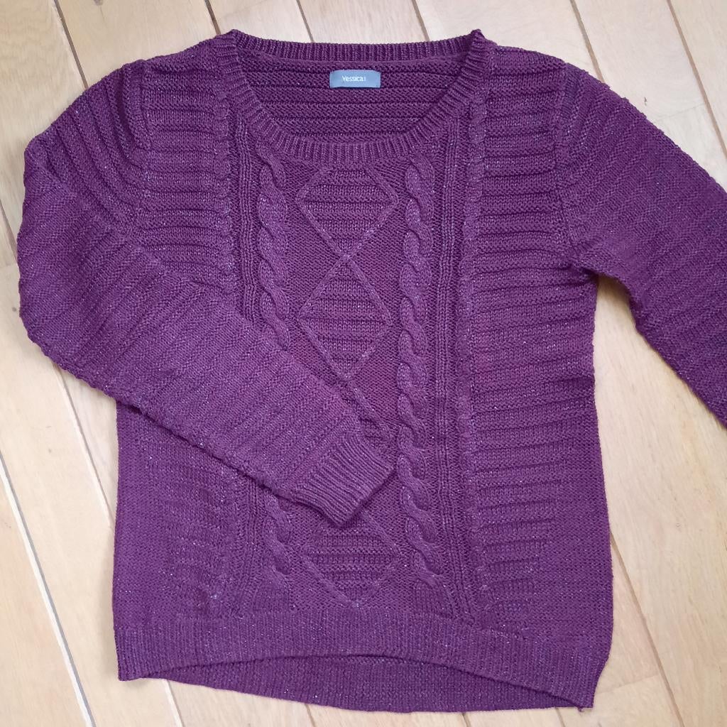 Yessica trui aubergine bordeaux rood glitter maat S, Maat 38/40 (M), Yessica, Ophalen of Verzenden, Zo goed als nieuw