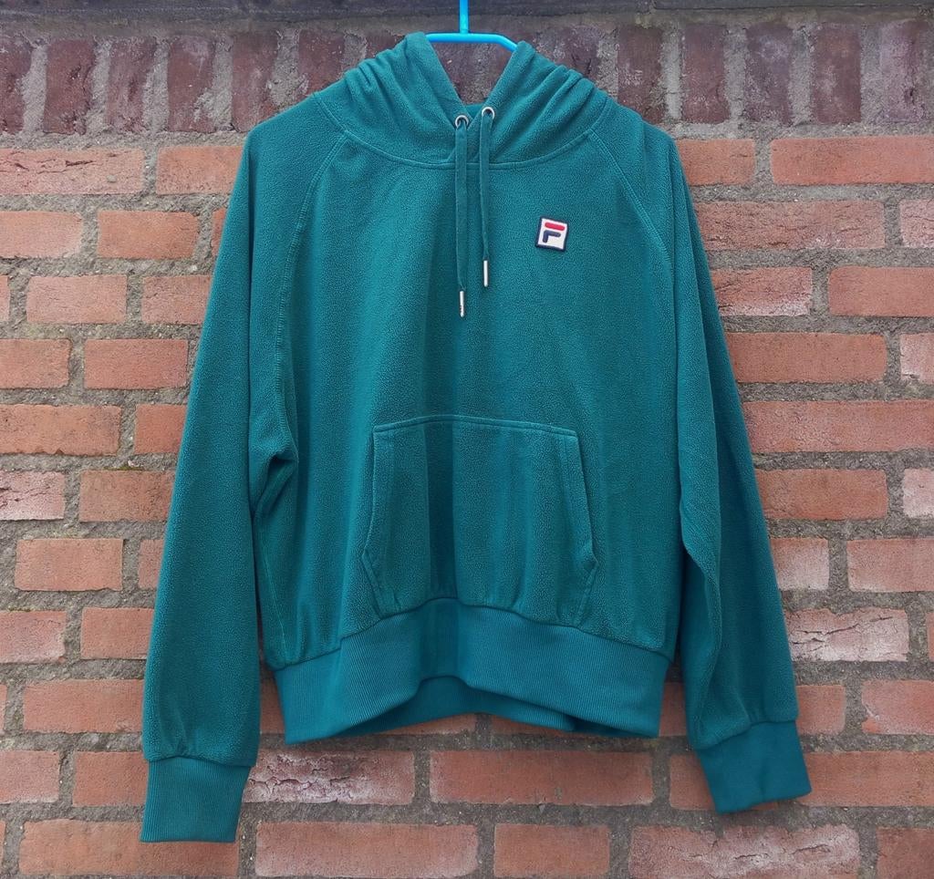 REAL VINTAGE Donker groene fleece hoodie Fila Maat M / 38, Kleding | Dames, Sportkleding, Zo goed als nieuw, Overige typen, Maat 38/40 (M)
