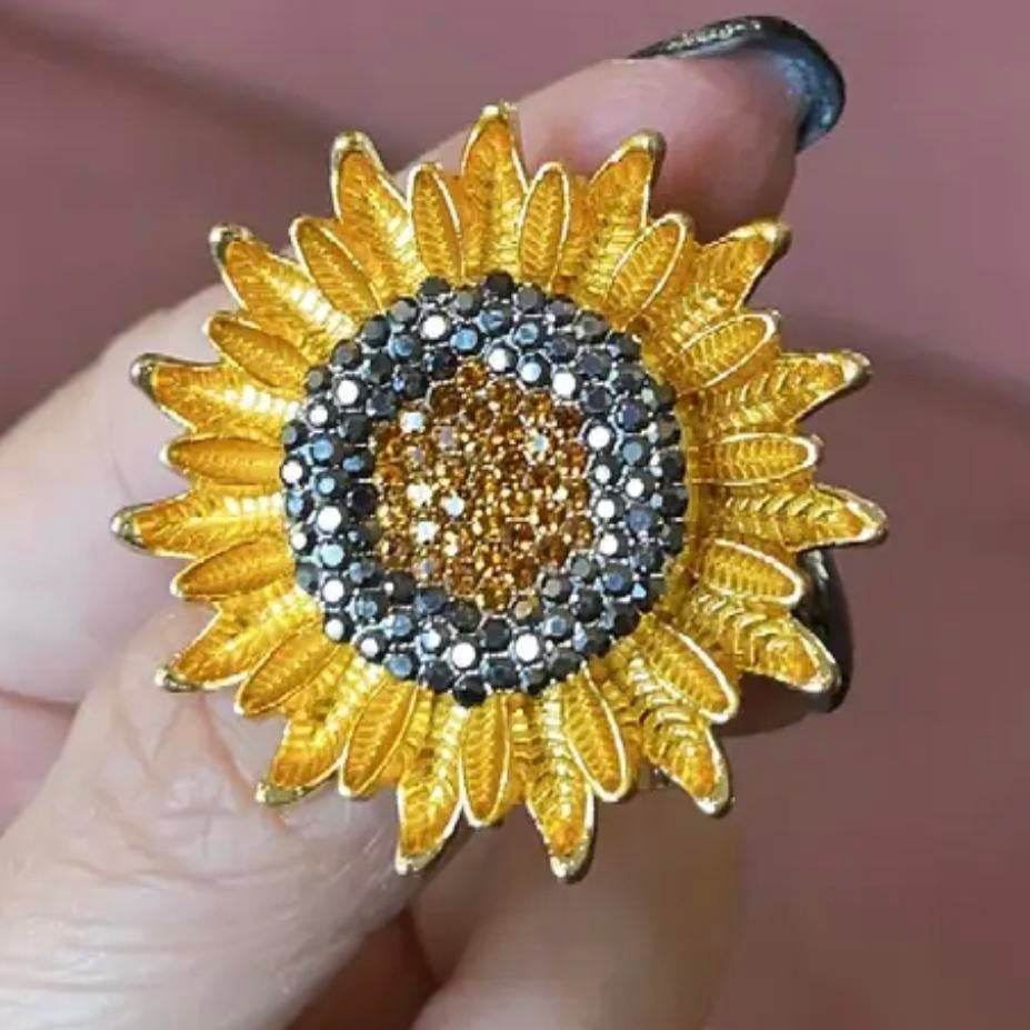 Zonnebloem Broche met Strass, Sieraden, Tassen en Uiterlijk, Broches, Ophalen of Verzenden, Nieuw, Overige materialen, Met strass