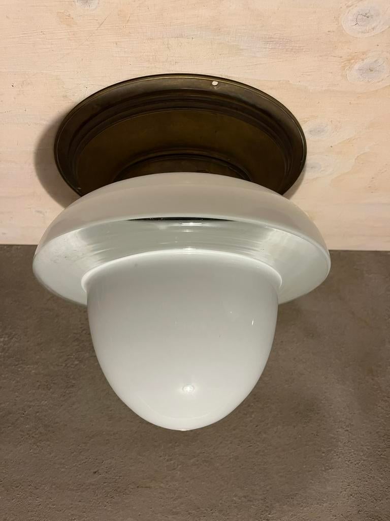 Twee mooie art deco plafond lampen, Ophalen, Gebruikt, Glas, Art deco
