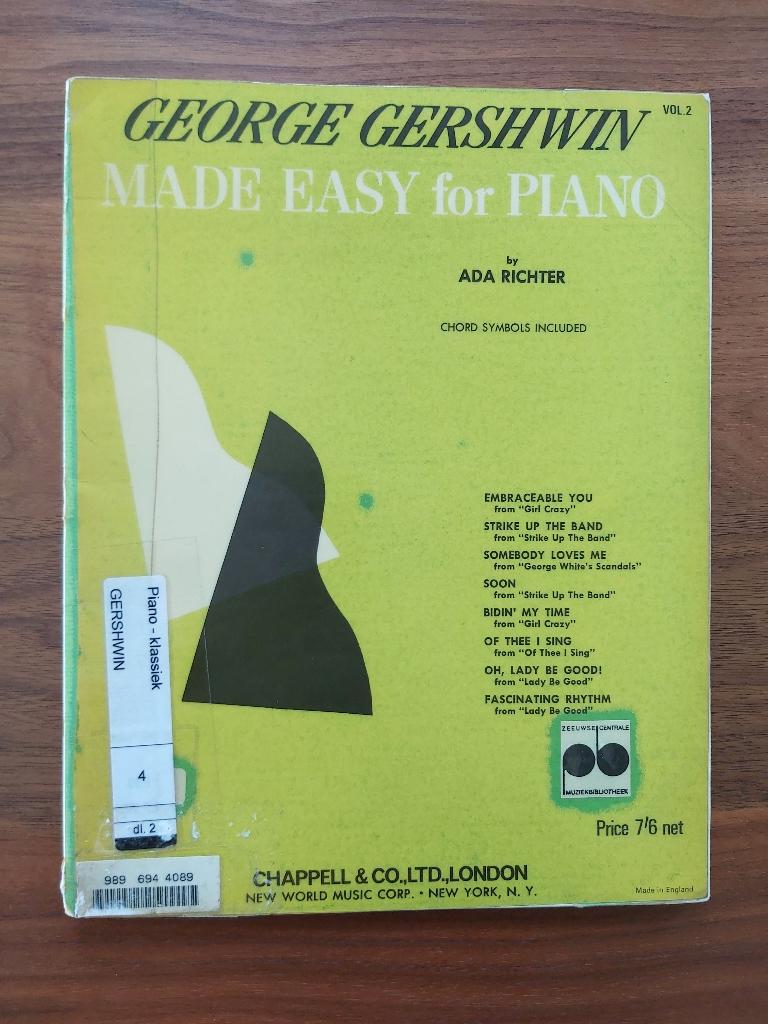 Gershwin  -  made easy for piano - bladmuziek, Gebruikt, Ophalen of Verzenden, Artiest of Componist, Piano