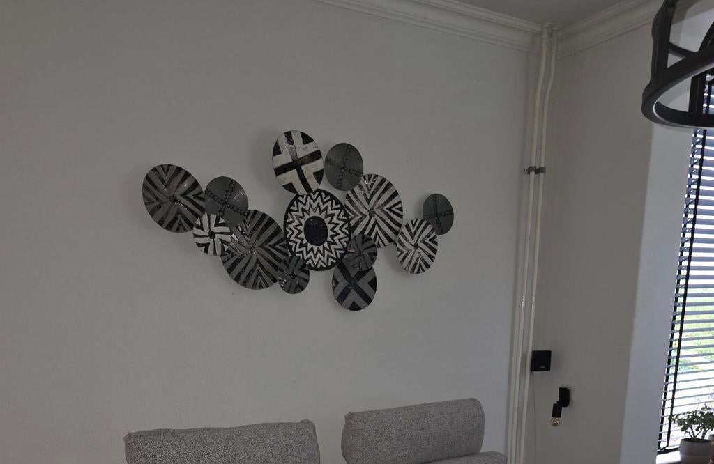 Metalen wanddecoratie met abstract patroon, Huis en Inrichting, Woonaccessoires | Wanddecoraties, Gebruikt, Decoratieobject, Modern