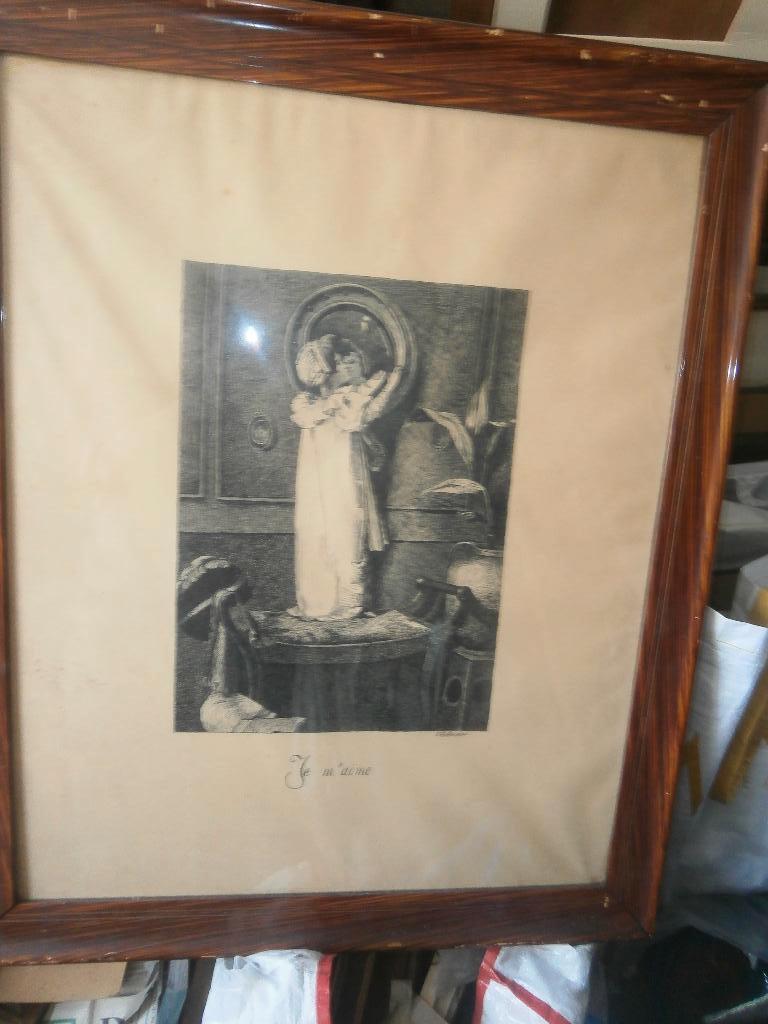 Johan Hollanders, Ets/ Litho vrouw v/d Spiegel, Antiek en Kunst, Ophalen