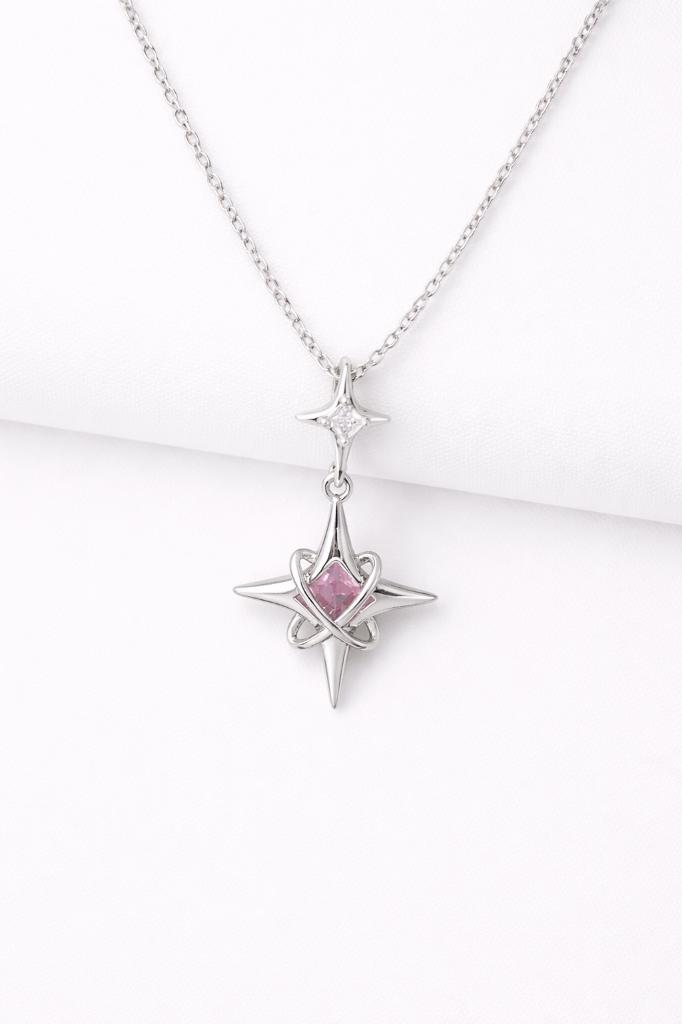 Silver Diamond Necklace Minimal Pendant Elegant Jewelry Gift, Overige materialen, Met strass, Nieuw, Ophalen of Verzenden