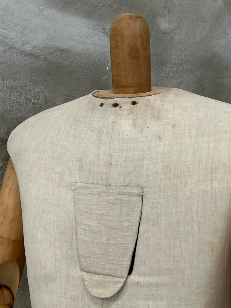 Zeldzame oude toonbank paspop, hout gips linnen, Ophalen