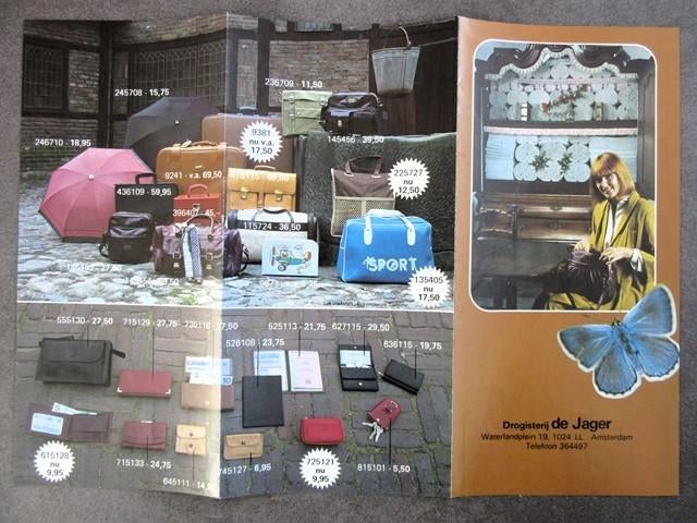 Folder drogisterij de Jager Amsterdam - Tassen Jaren 80 Tas, Ophalen of Verzenden, Zo goed als nieuw