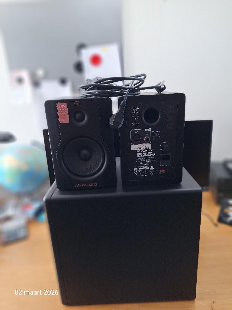 M-Audio BX-5 D3 near-field monitors + SBX10 active Subwoofer, Overige typen, Zo goed als nieuw, 60 tot 120 watt, Ophalen