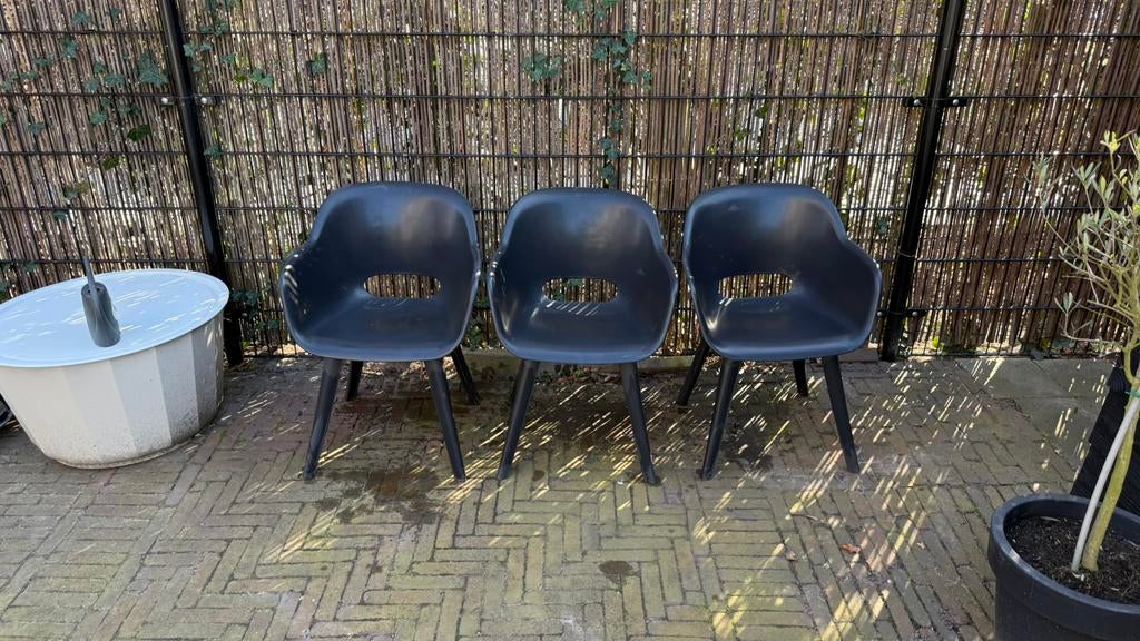 Tuinstoelen zwart plastic kwantum, Tuin en Terras, Tuinstoelen, Ophalen, Gebruikt, Kunststof