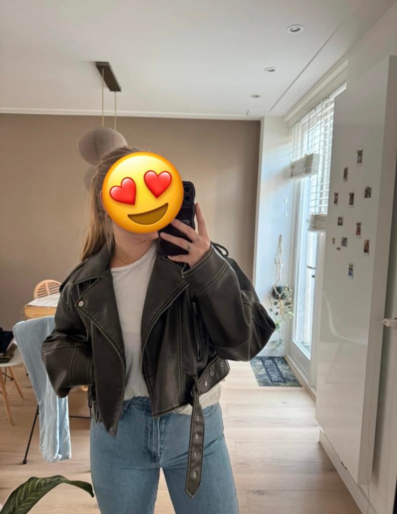 Zara leren jas maat S, Kleding | Dames, Jassen | Zomer, Ophalen of Verzenden, Zo goed als nieuw, Maat 38/40 (M), Zwart