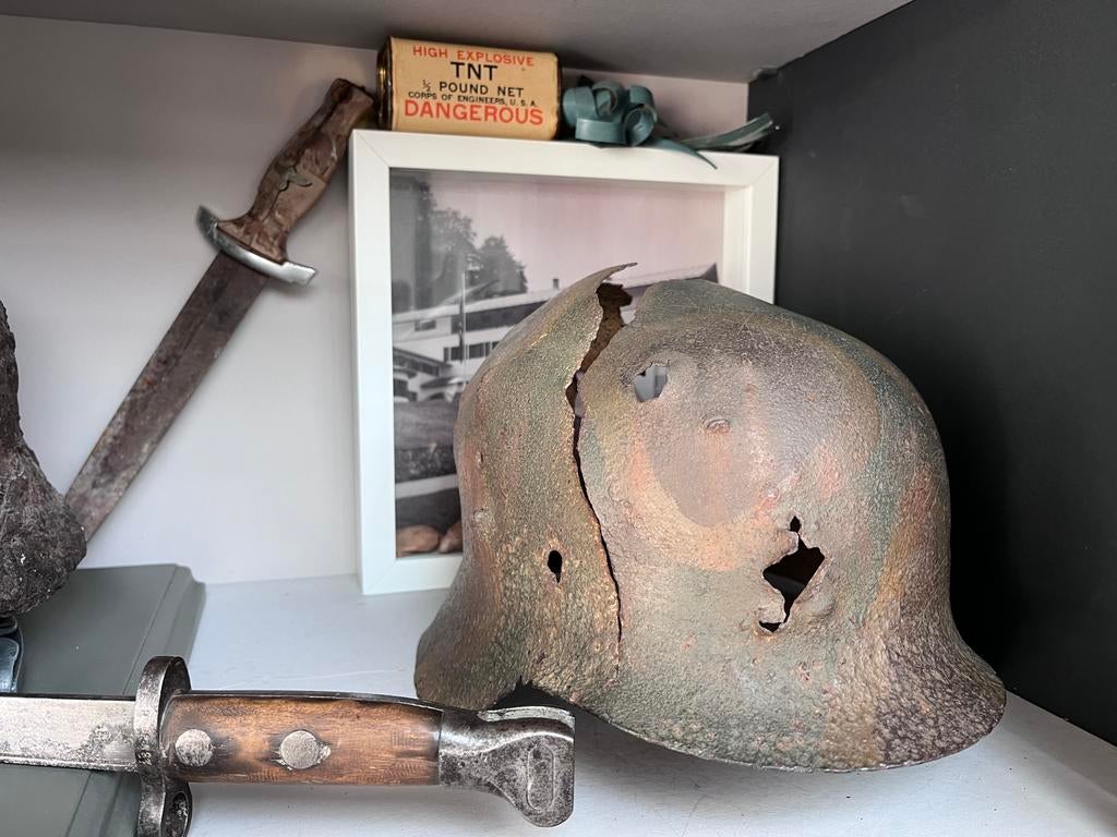 Duitse helm in Normandy camo, Ophalen of Verzenden, Duitsland, Helm of Baret