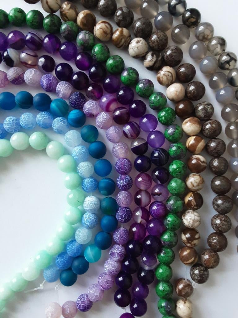 OPRUIMING Nieuwe restant strengen NATUURSTEEN kralen (12), Hobby en Vrije tijd, Kralen en Sieraden maken, Nieuw, Kraal, Ophalen of Verzenden